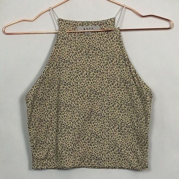 Revolve Gaze Halter Cut Leopard Spaghetti Strap Crop Top New without Tags XS - Picture 3 of 6